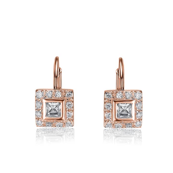 BOUCLES D'OREILLES DORMEUSES SS CZ SQ (21720-OSE) pour la vente par Genevive
