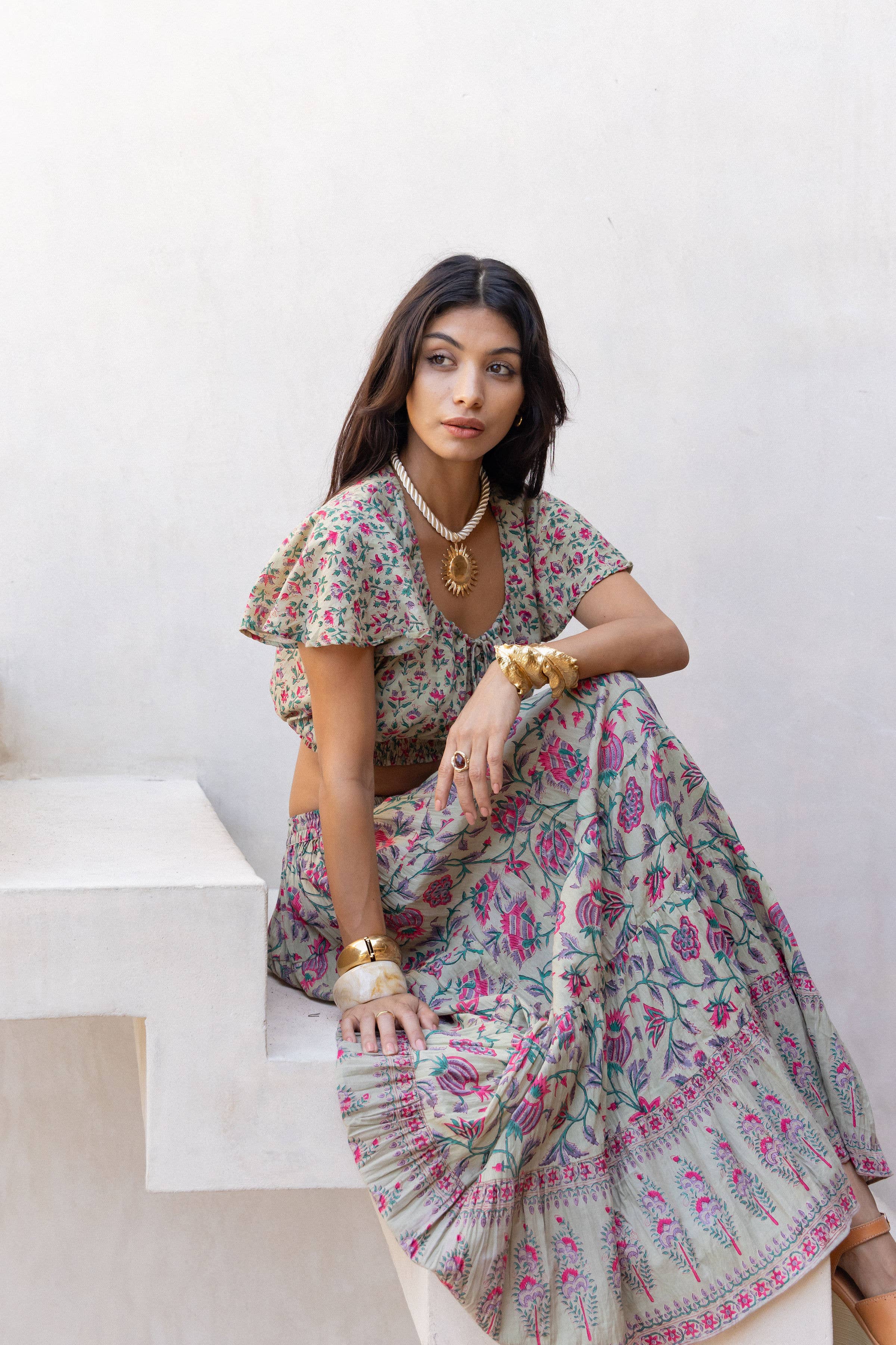 The Fox and The Mermaid – wholesale Top & skirt set – Women's – Block Printed Top and Skirt: Matching Set (Ziya )