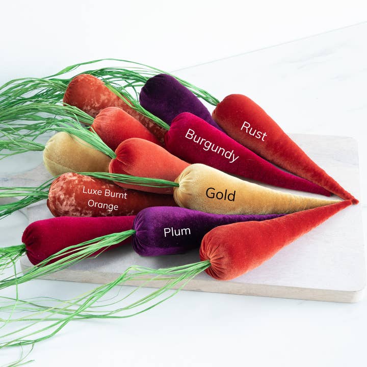 Your Heart's Content – wholesale Decorative tabletop object – Velvet Carrots, Harvest Lush Colors, Unique Wall Hanging2