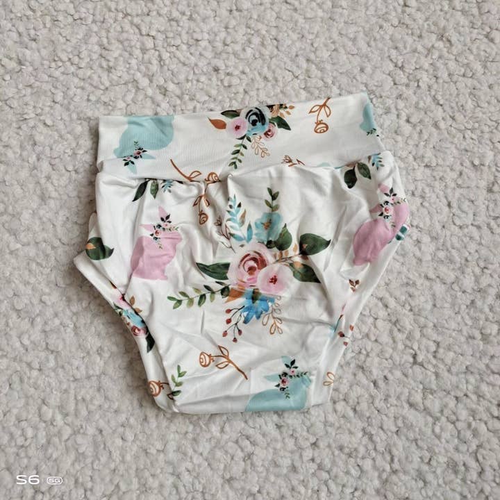 Baby Girls white pink floral bummies bloomers for wholesale by Aier Wholesale