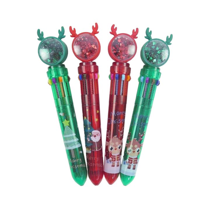 Cap Zone - Wholesale Pen - Reindeer Antler Sequins 10-in-1 Color Ballpoint Pen