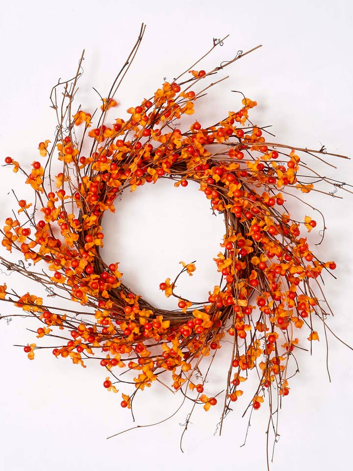 20" Bittersweet Wreath On Natural Twig Base for wholesale by WORTH IMPORTS