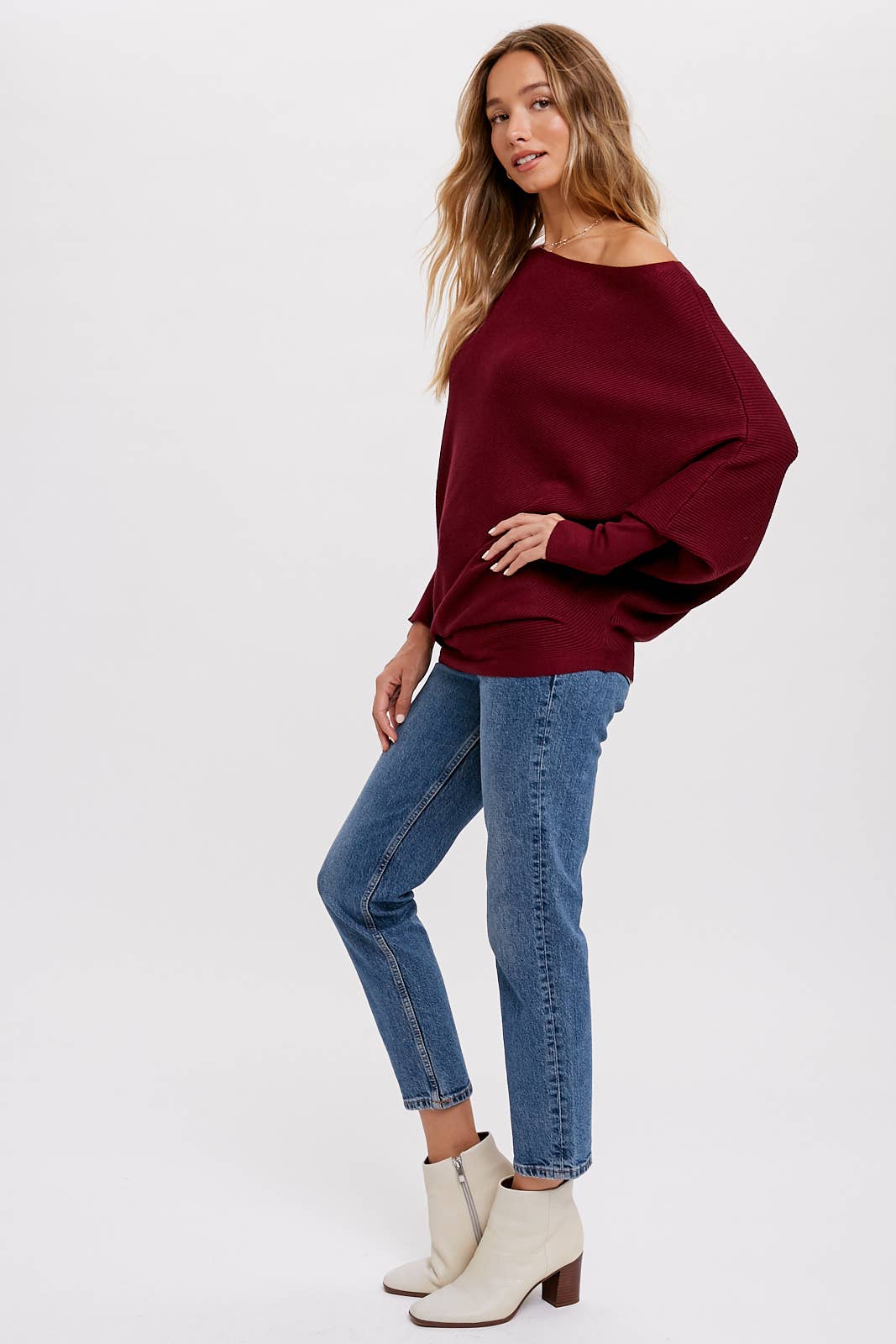 Bluivy - Wholesale Knit Sweater - Women's - ASYMMETRICAL OPEN SHOULDER DOLMAN PULLOVER33