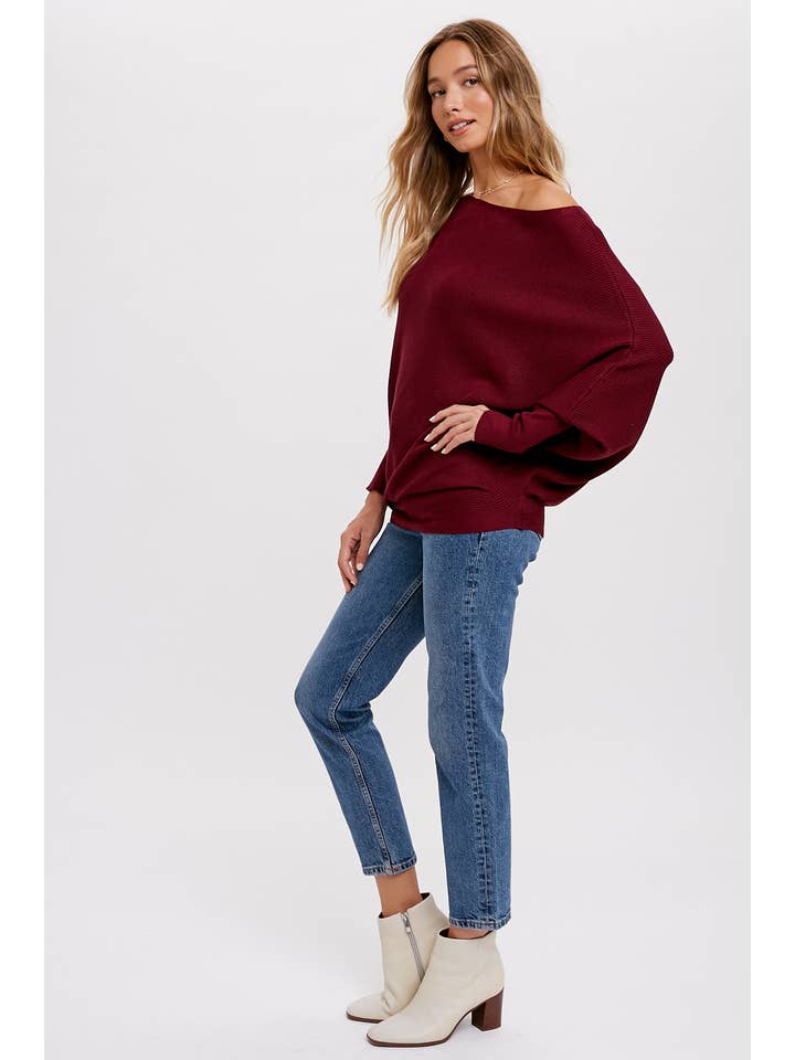 Bluivy - Wholesale Knit Sweater - Women's - ASYMMETRICAL OPEN SHOULDER DOLMAN PULLOVER33