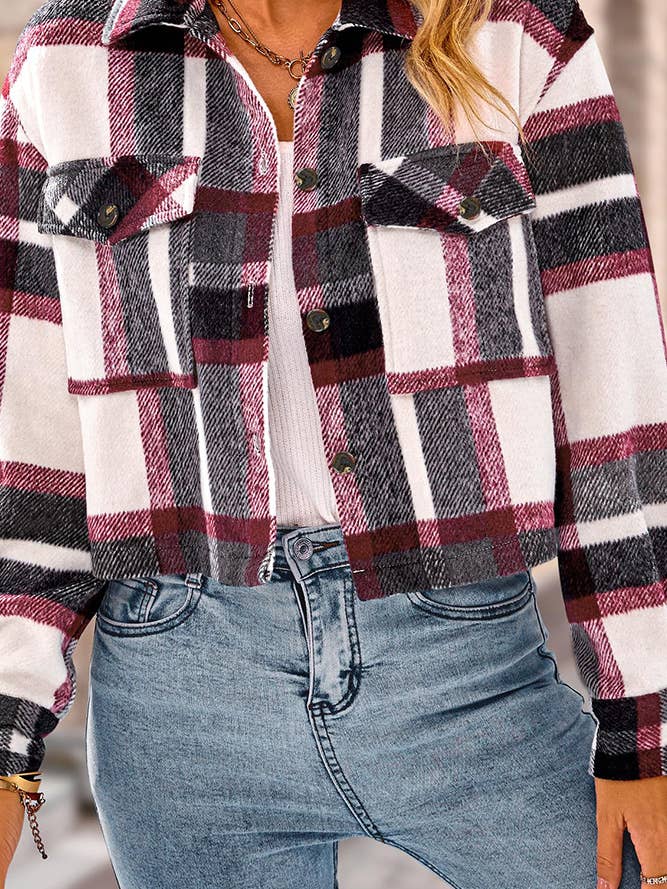 Giacca corta in tartan con bottoni GZDY015 per la vendita all'ingrosso da parte di UNISHE