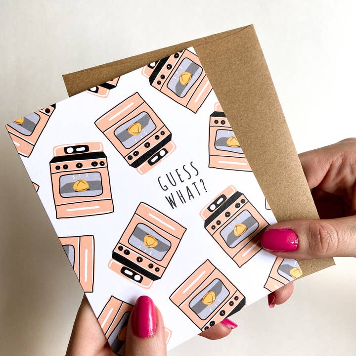 Five Dot Post - Wholesale Baby Card - Bun in the Oven Card Pregnancy Announcement Card For New Mom