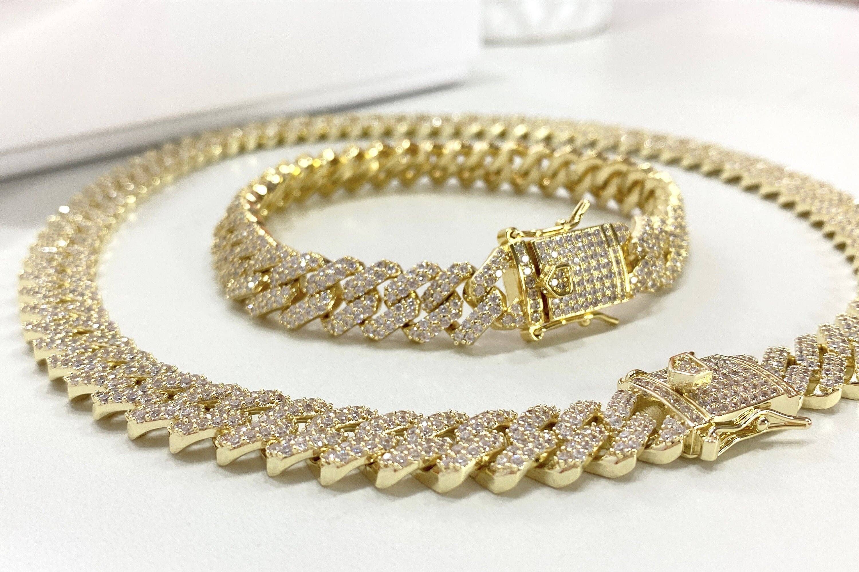 Luxus Accessories - Wholesale Jewelry Set - 14k Gold Filled Iced Cuban Chain or Bracelet Set2