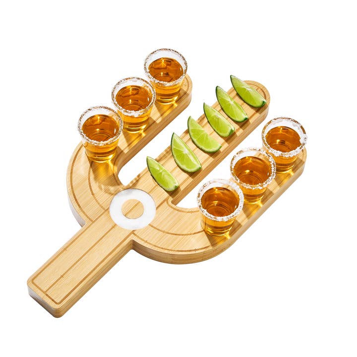 The Wine Savant / Khen Glassware - Wholesale Shot Glass - Cactus Tequila Tray & Shot Glasses Set