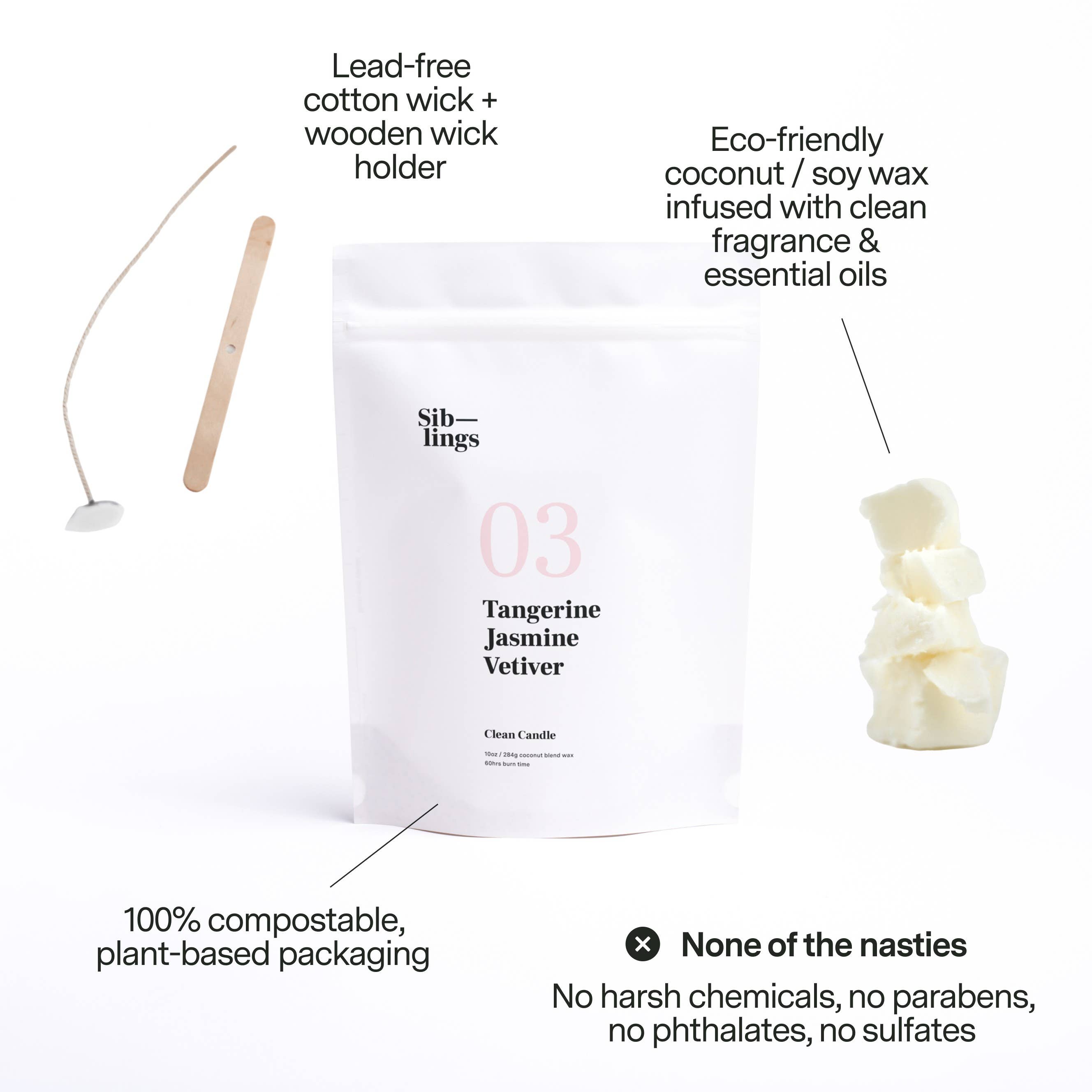 Siblings - Wholesale Jar/Filled Candle - No 03 — Tangerine, Jasmine, Vetiver, 10 oz5