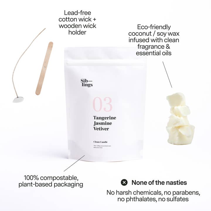 Siblings - Wholesale Jar/Filled Candle - No 03 — Tangerine, Jasmine, Vetiver, 10 oz4