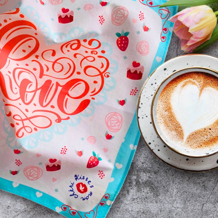 ZEIGEN SIE IHRE LIEBE Baumwollservietten, 4er-Set, ultradünn für den Großhandel von Kisses mon chéri