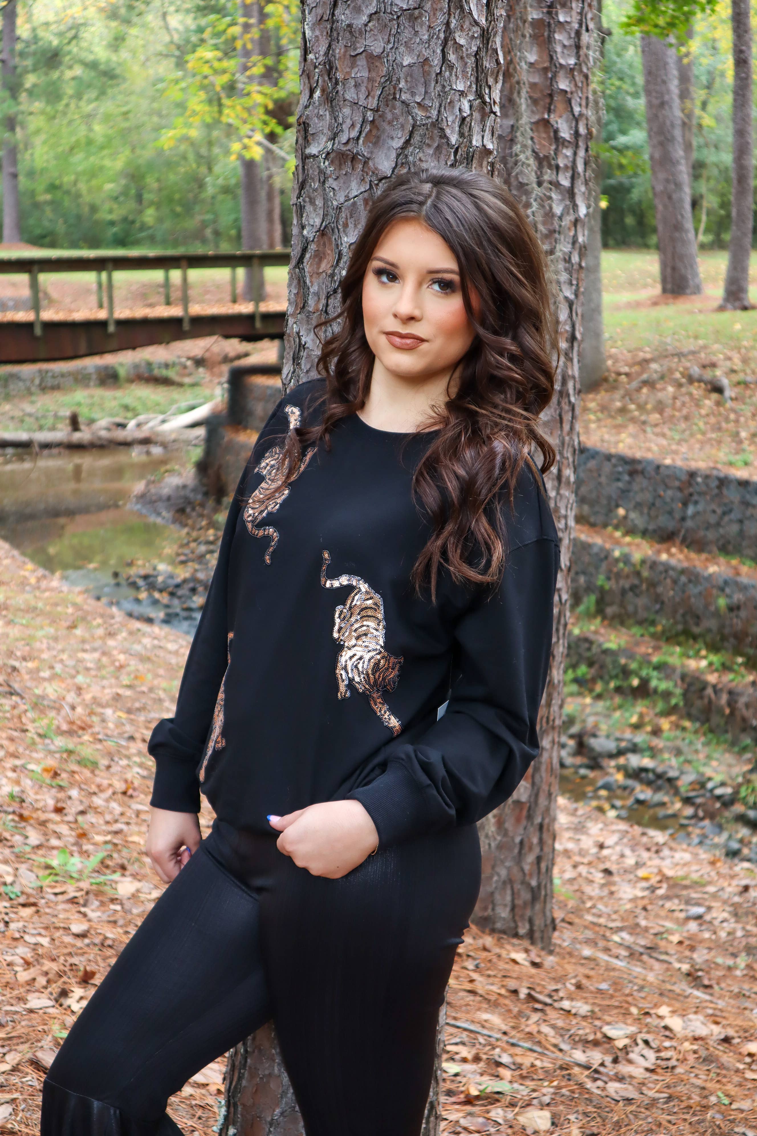 White MK213 - Blurred Lines Sequin Embroidery Zebra Sweatshirt for wholesale on Faire7