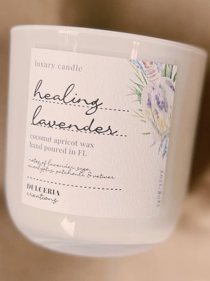 LUXURY HAND POURED CANDLE - HEALING LAVENDER for wholesale by Dulceria Creations