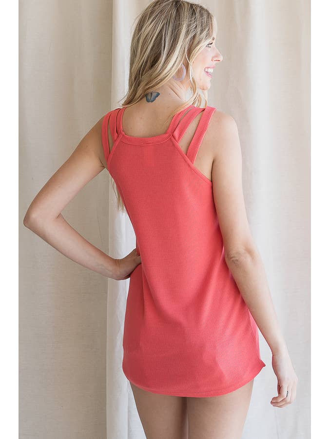 7th Ray - Venta al por mayor Camiseta sin mangas - Mujer - Top de Tirantes con Detalle de Correa en el Hombro de Punto Térmico T239519