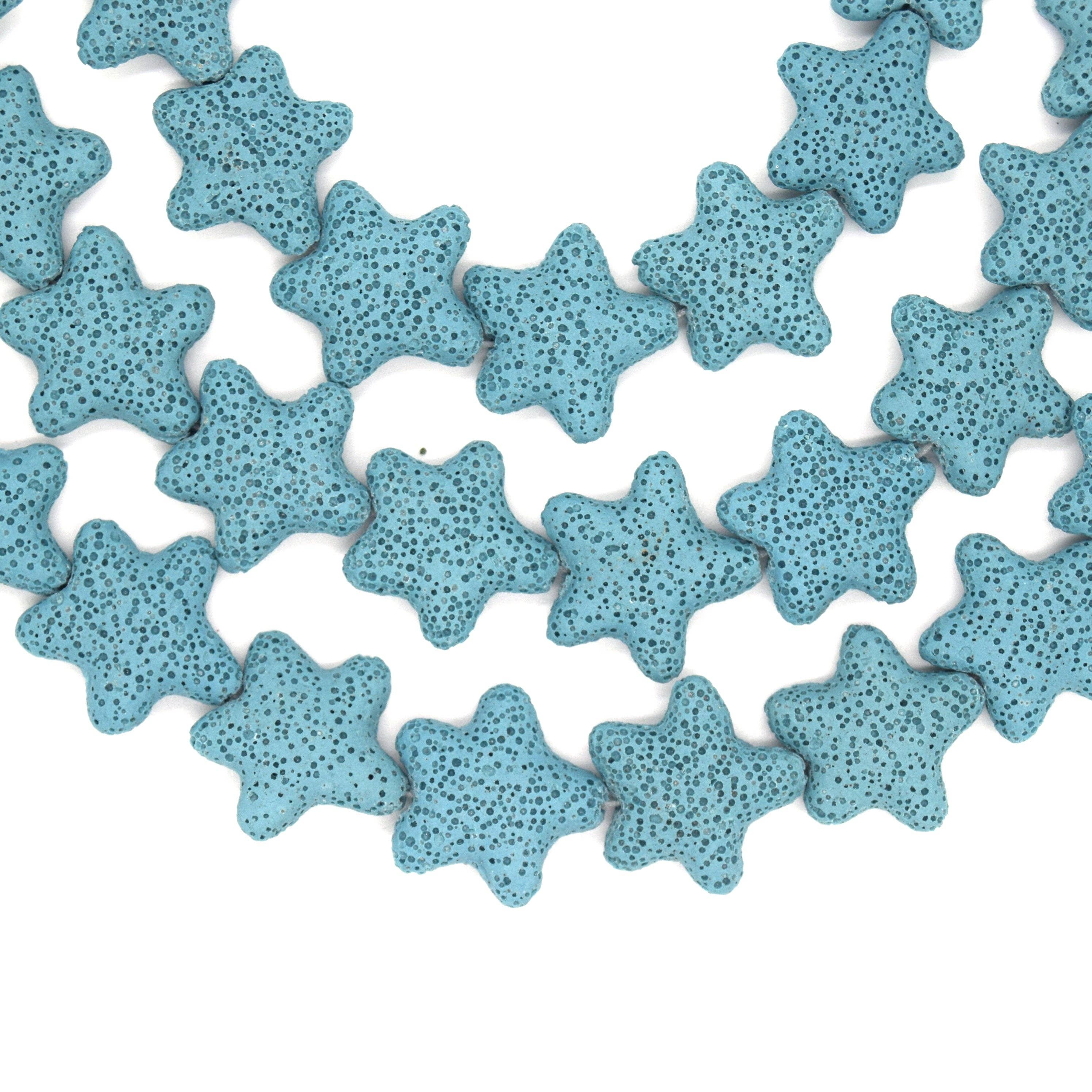 Only Beads - Wholesale Beads - Star Lava Beads | Natural Light Blue Lava Rock Beads - 22mm 27mm 42mm | Oil Diffuser Beads1