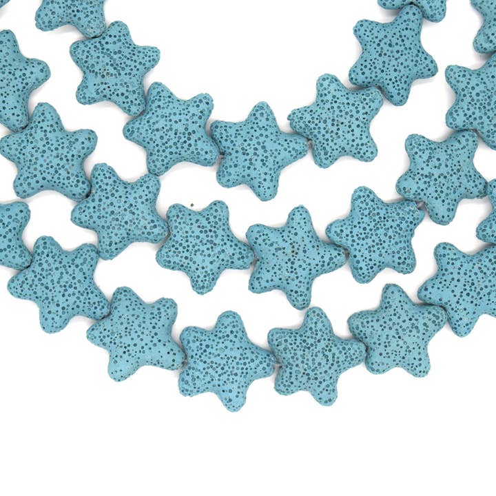 Only Beads - Wholesale Beads - Star Lava Beads | Natural Light Blue Lava Rock Beads - 22mm 27mm 42mm | Oil Diffuser Beads1