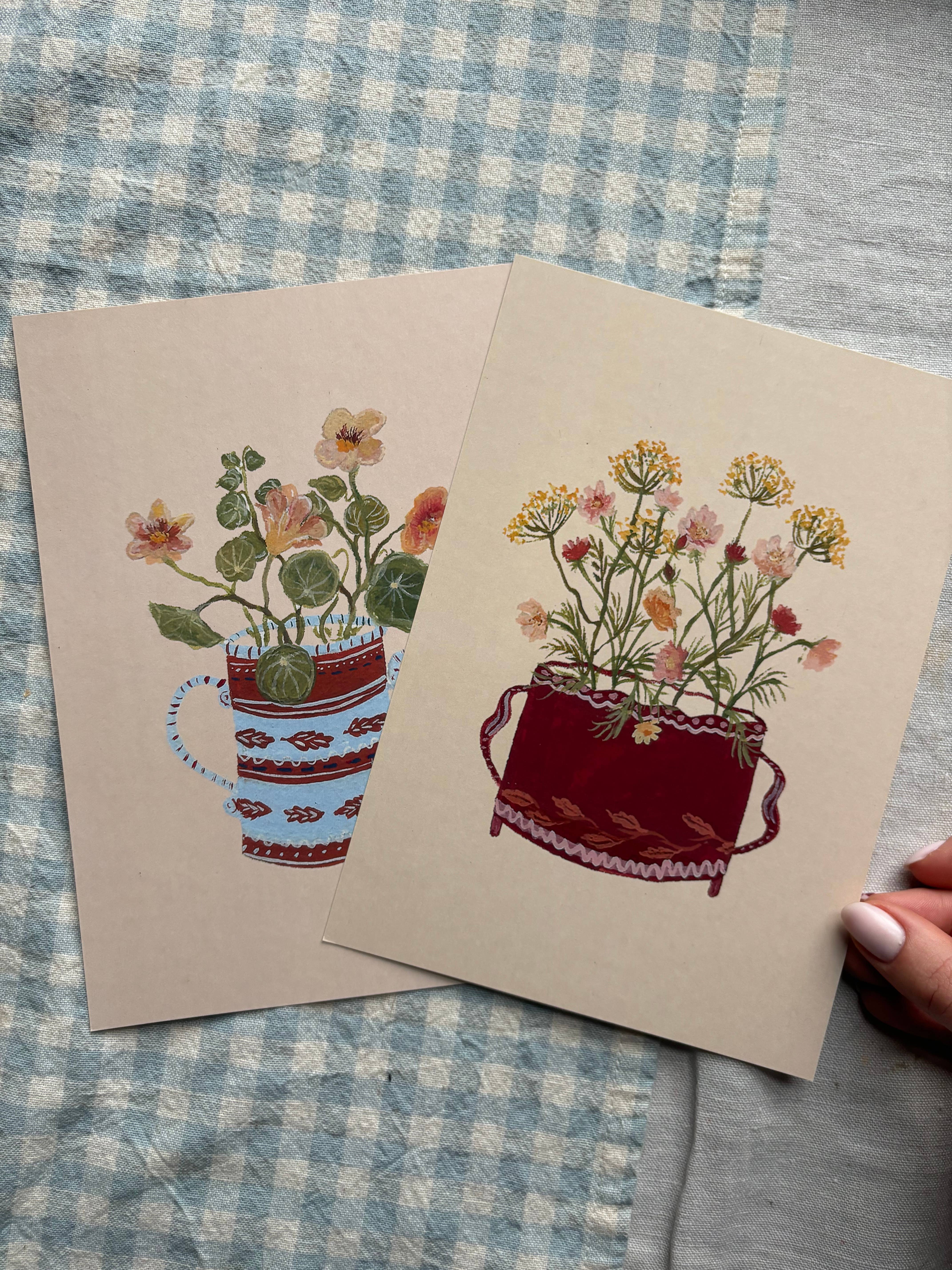 Harriet Watson – wholesale Art print – A5 print- Apricot Nasturtium2