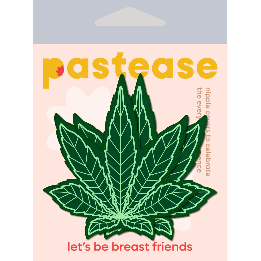 Pastease® – Engroshandel Brystvortepads - Dame – Indica Pot Leaf: Grøn Weed Nippel Pasties af Pastease®1