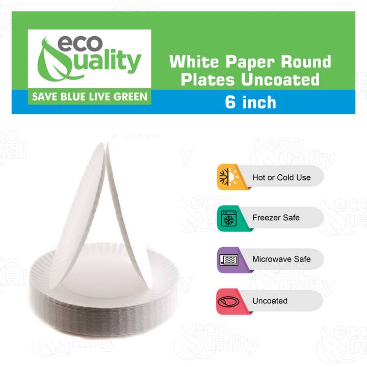 EcoQuality - Wholesale Kartonnen bordje - 6-inch witte papieren wegwerpborden zonder coating2