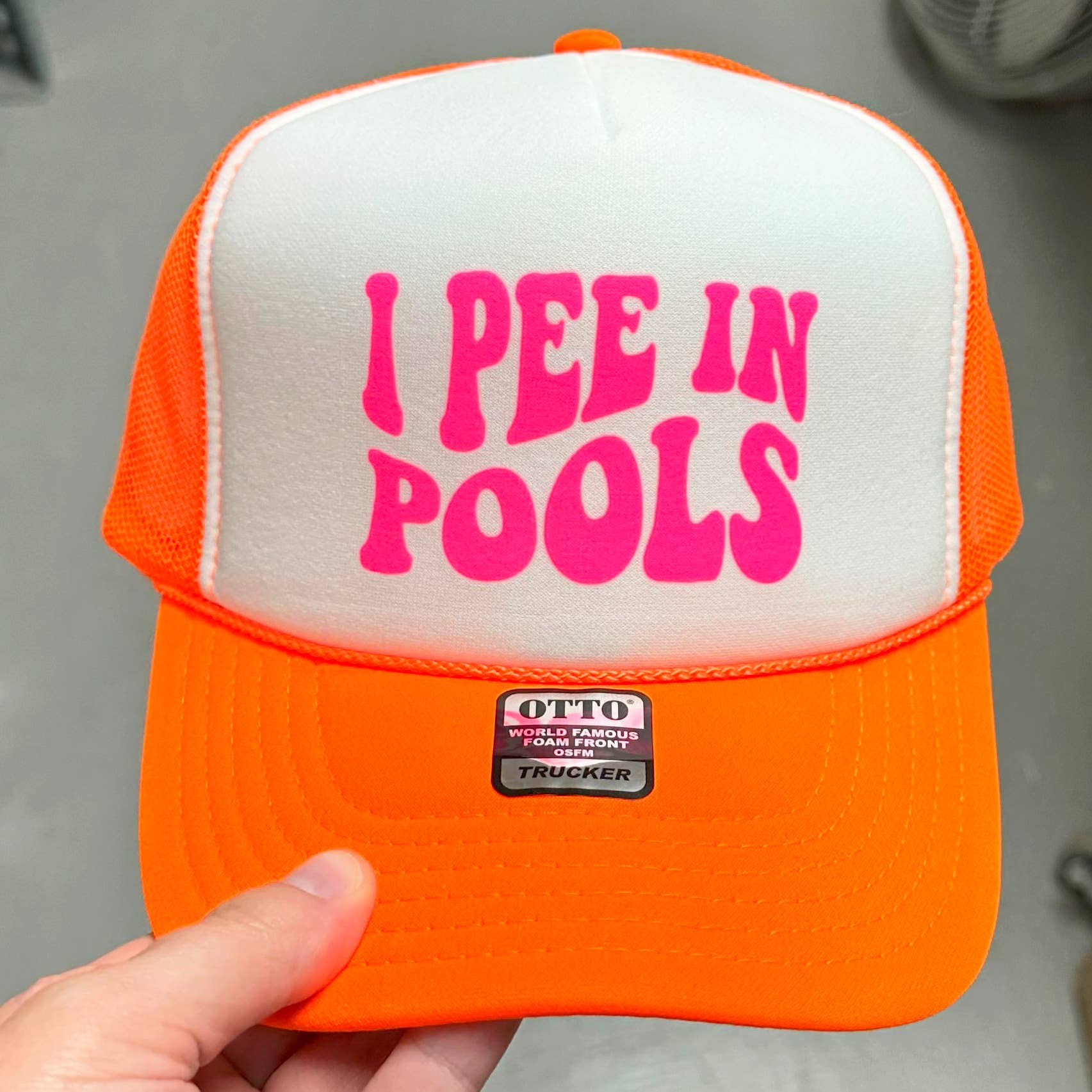 Trendy Tee Co. - Wholesale Trucker Hat - Women's - I Pee In Pools Neon Foam Trucker Hat4