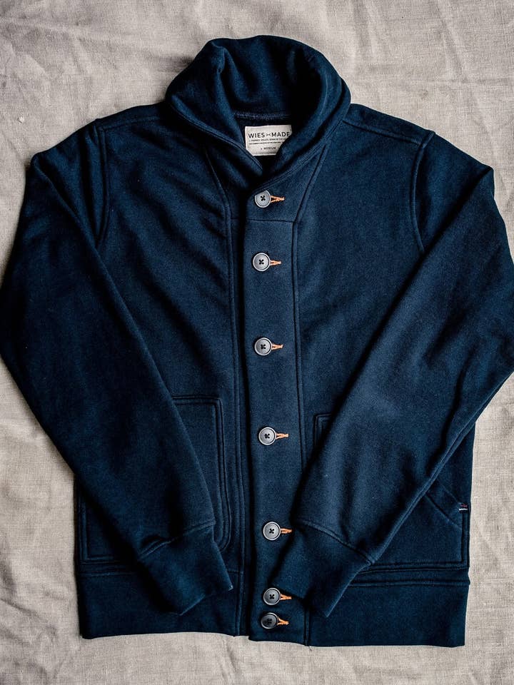 Men's Bodega Shawl Cardigan | 14oz 100% Cotton French Terry - Navy for wholesale on Faire1