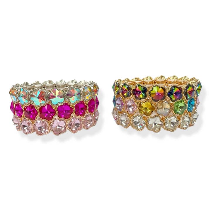 MUST-HAVE: Crystal Flower Stretch Bracelets for wholesale by Accessories To Go