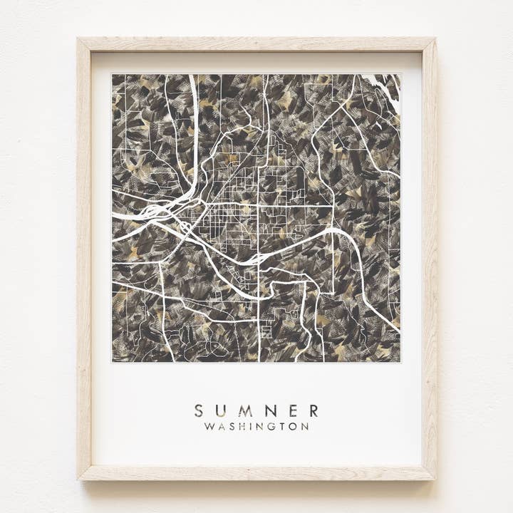 SUMNER Washington Painted Map ART PRINT for wholesale by Turn-of-the-Centuries