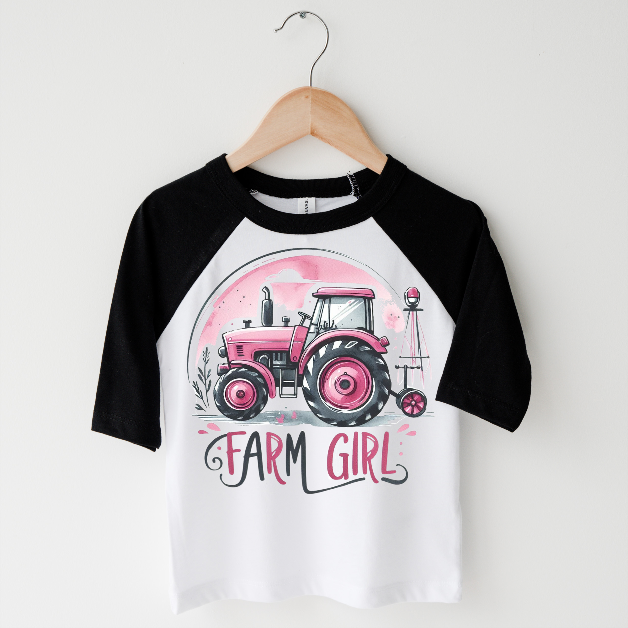 Madi Moosh - Wholesale Screen Printed T-Shirt - Kids - Farm Girl Pink Tractor Shirt - Girls Tractor Shirt4