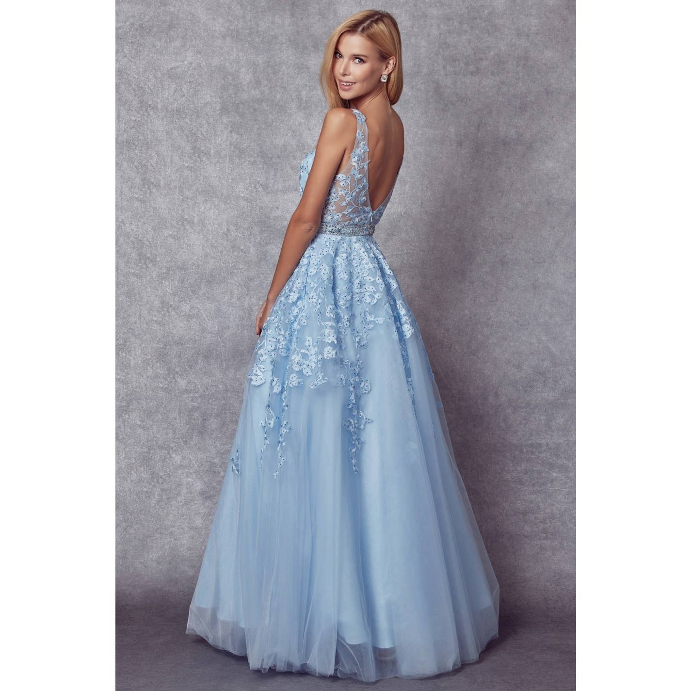 Juliet - Wholesale Gown - Women's - FLORAL APPLIQUES PROM BALLGOWN7