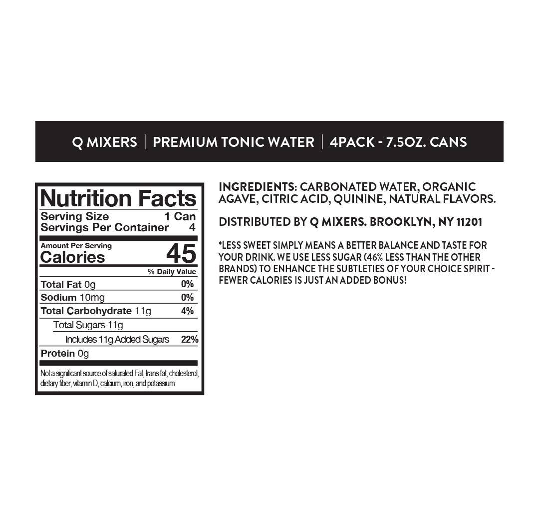 Q Mixers - Wholesale Cocktail Mix/Syrup - Q Mixers Premium Tonic Water - 4pk/7.5oz Cans9
