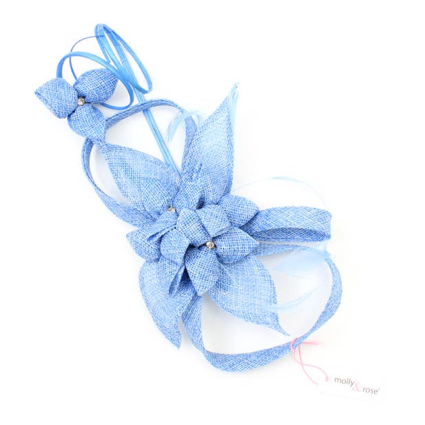 Inca UK - Wholesale Fascinator Hat - Women's - Style Ruby. Pale Blue Sinamay flower fascinator with quills4
