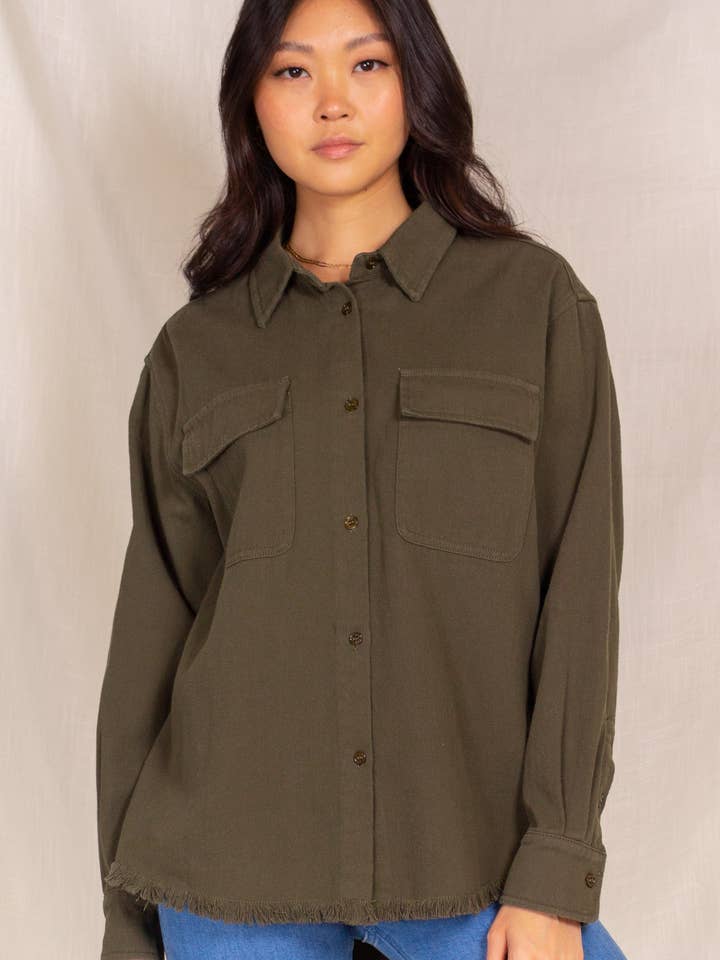 Denim Raw Edge Utility Jacket for wholesale by Before You Collection