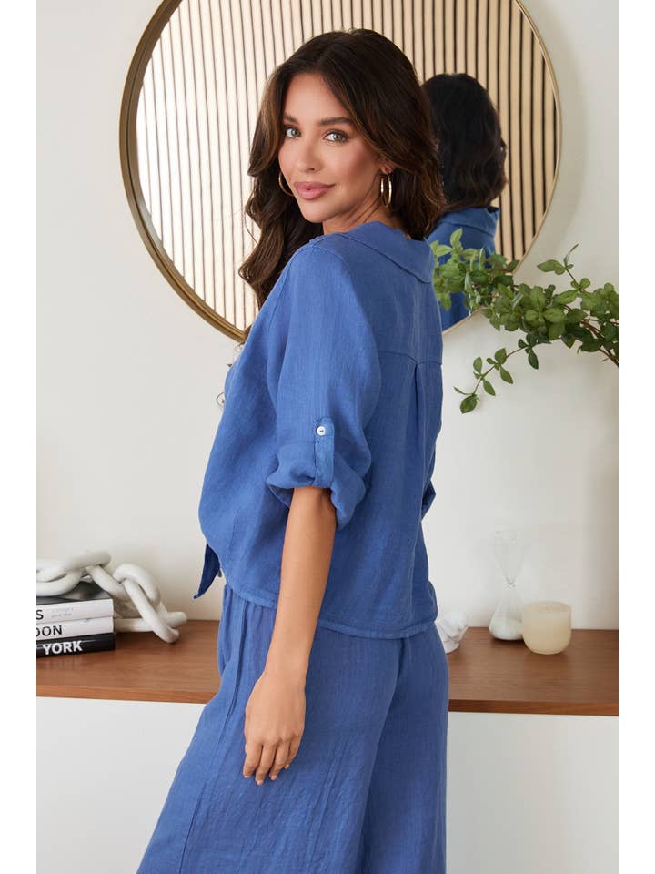 MILIO MILANO - Wholesale Button Down Shirt - Women's - LINEN FRONT TIE BUTTON SHIRT (23.2277/80807/224020)2