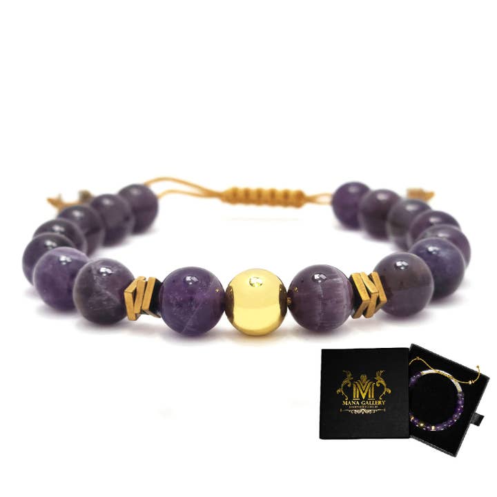 Spiritual Amethyst Beaded Bracelet - Boho Gemstone Jewelry for wholesale by Mana Gallery