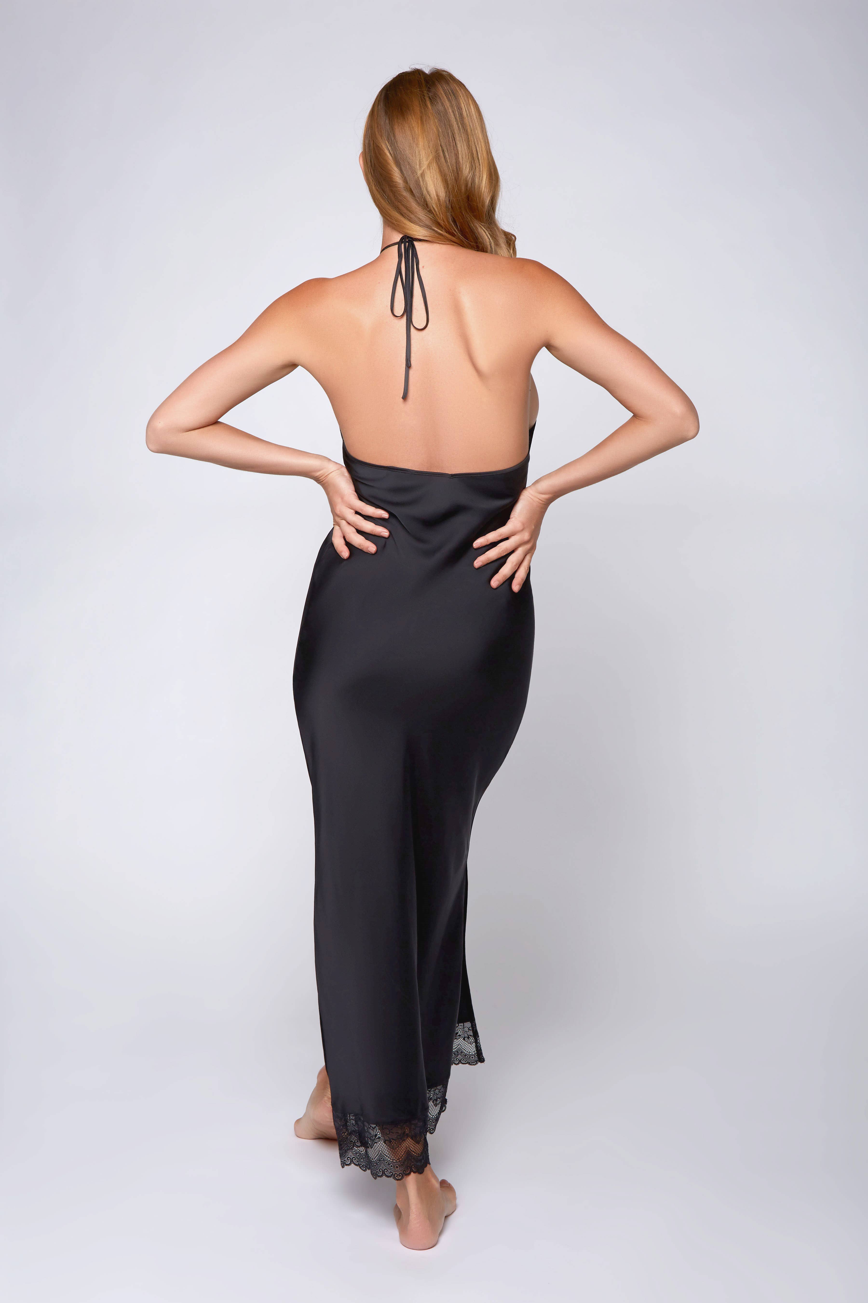 iCollection – wholesale Robe – Women's – Tess Plus Size Stretch Satin Long Robe with Lace18