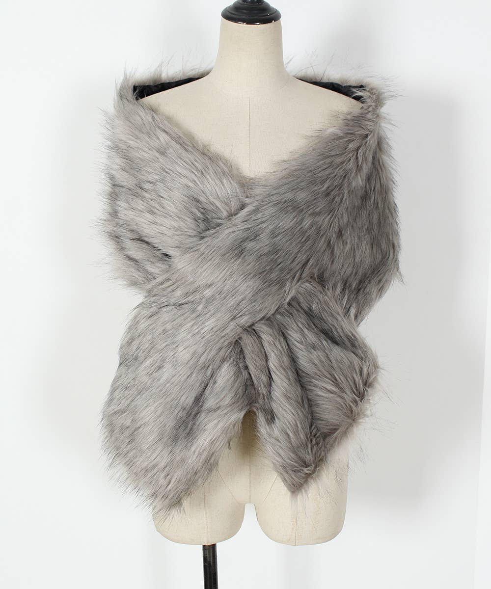 Rosa Clothing - Wholesale Cape - Women's - Elegant Faux Fur Scarf Cross Shawl1