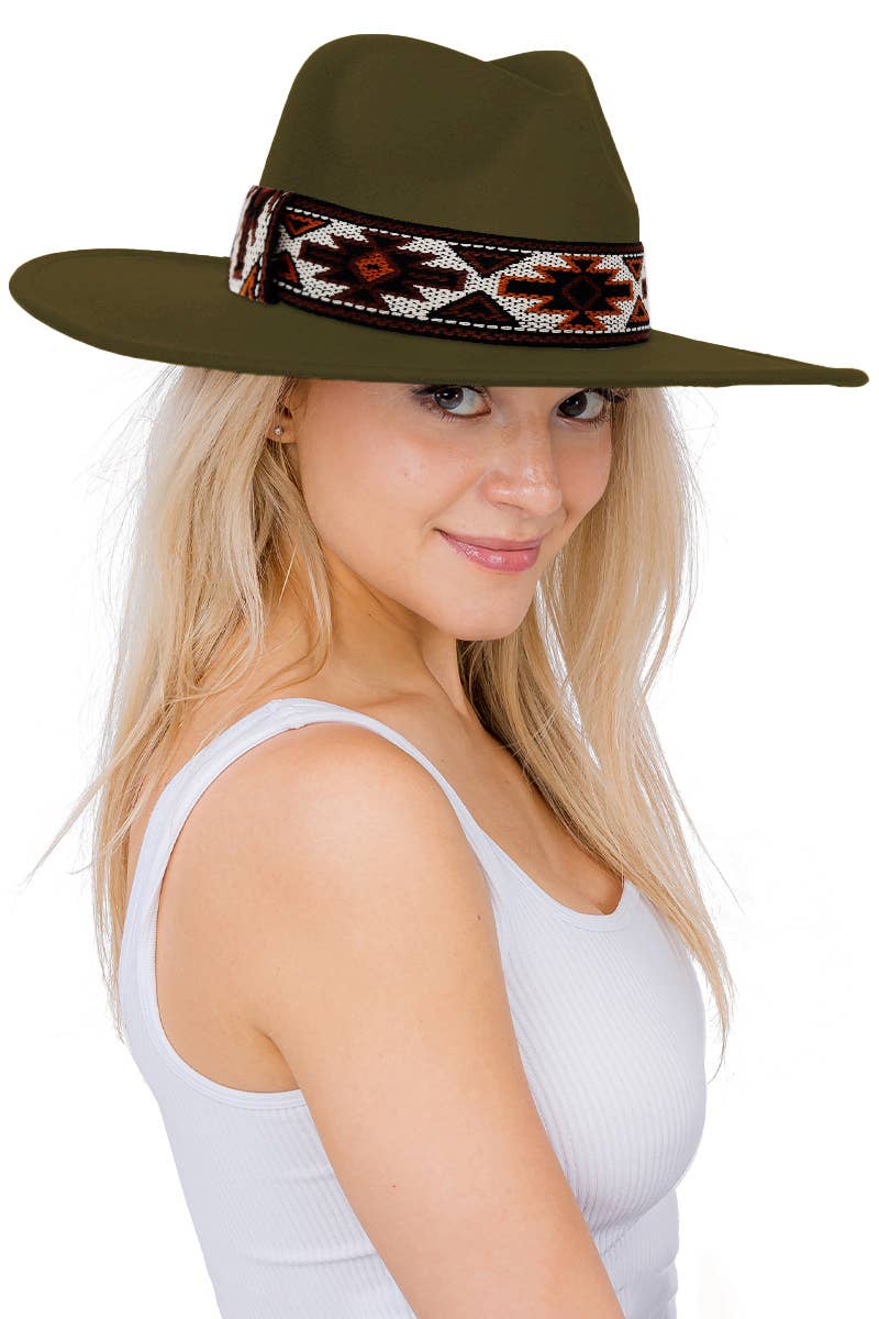 Cap Zone – Fedora - Mulher por atacado – Chapéu Rancher de Feltro Largo Navajo Rust Baja26