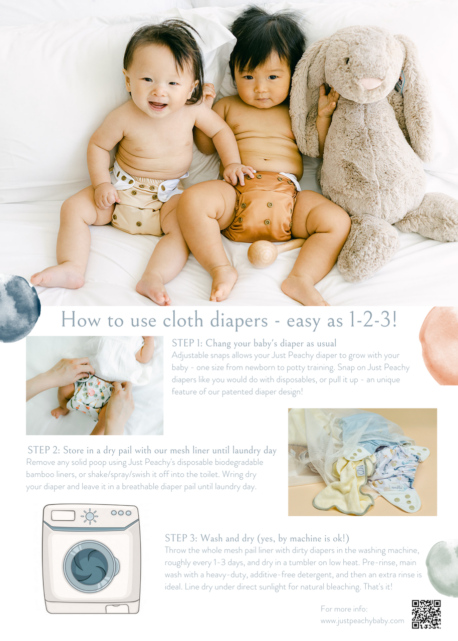 Just Peachy - Wholesale Nappy (cloth) – Baby - Cloth Diapers Nature Collection Single Set -Farmer's Market21