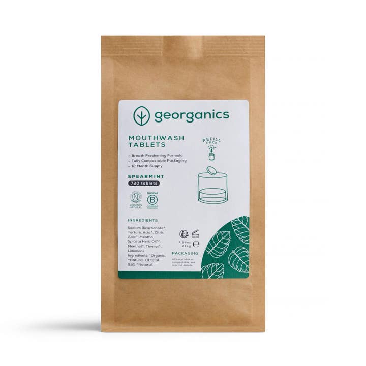 Georganics - Vendita all'ingrosso Collutori - Ricarica di Compresse per Collutorio - Menta Verde