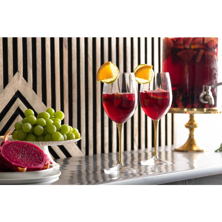 Barski - Wholesale Wine Glass - Spectrum Red Wine Glass with Gold Stem, 18 oz. Set of 6