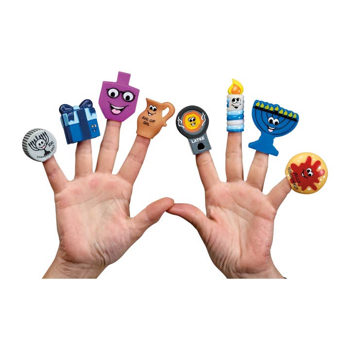 Chanukah Finger Puppets, Vinyl, 2.5"H, 8Pcs Box for wholesale by Rite lite