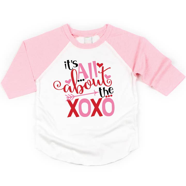 Bump & Beyond Designs - Wholesale Shirt - Kids - It's All About The XOXO Valentine's Shirt, Kids Raglan