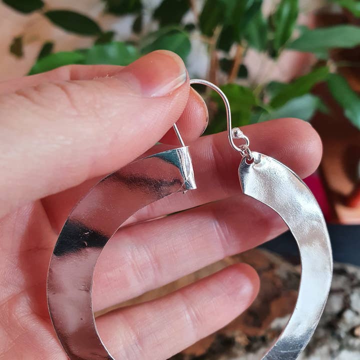 Kaali Boutique - Wholesale Hoop Earrings - Wide Flat Gold Hoops / Funky Gold Hoop Earrings / Ethnic Boho Classic XL Bohemian Chic Gold Gypsy Spiral Hippie Hiphop Festival4