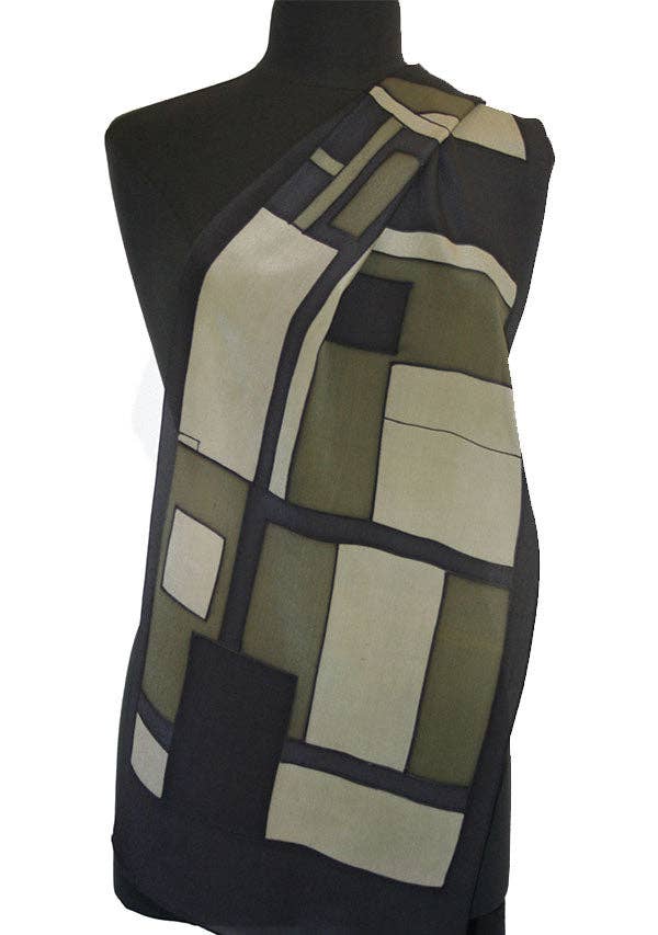 Kavita - Wholesale Scarf - Women's - HANDPAINTED SILK GEOMETRIC SCARVES1