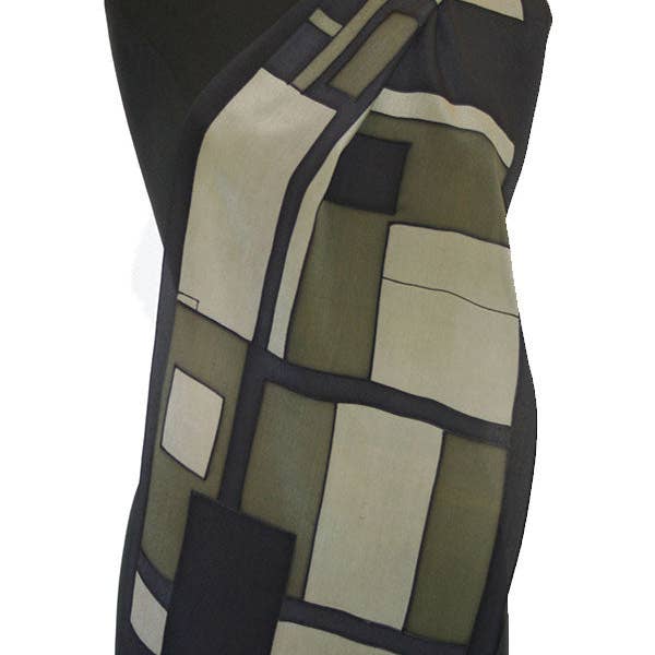 Kavita - Wholesale Scarf - Women's - HANDPAINTED SILK GEOMETRIC SCARVES1