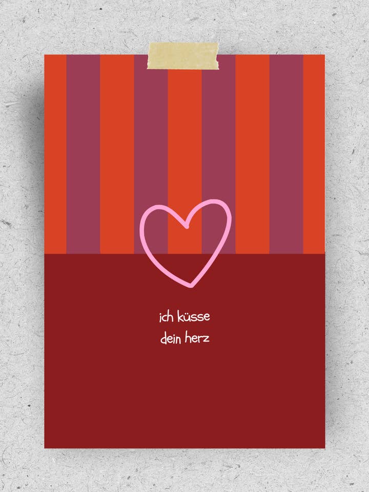 Postkarte "Ich küsse dein Herz" | Recyclingpapier für den Großhandel von hellopinlin