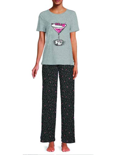 Short Sleeve Embellished Pajama Set for wholesale by HUE Canada
