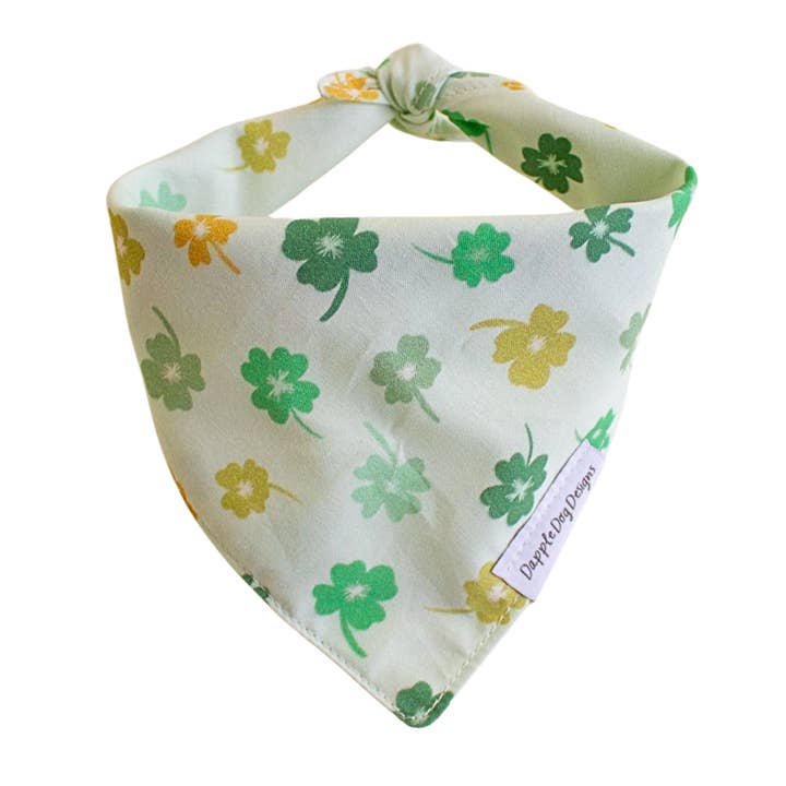 Four Leaf Clovers Bandana - Spring St Patrick's Bandana for wholesale by Dapple Dog Designs