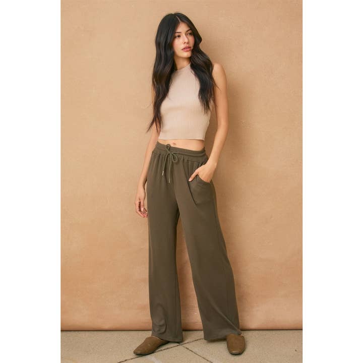Sun Fade Drawstring Ribbed Knit Pants for wholesale by Dress Forum