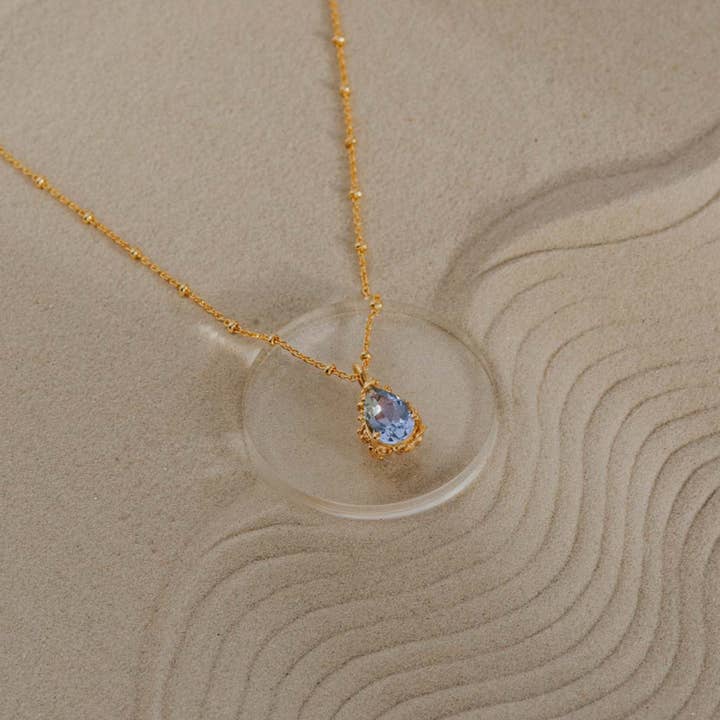 Gold Vermeil Blue Topaz Necklace - Aurelia for wholesale by Dainty London